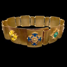 Vtg 90's VERSACE / UGO CORREANI Byzantine Medusa Head Metal Link Belt