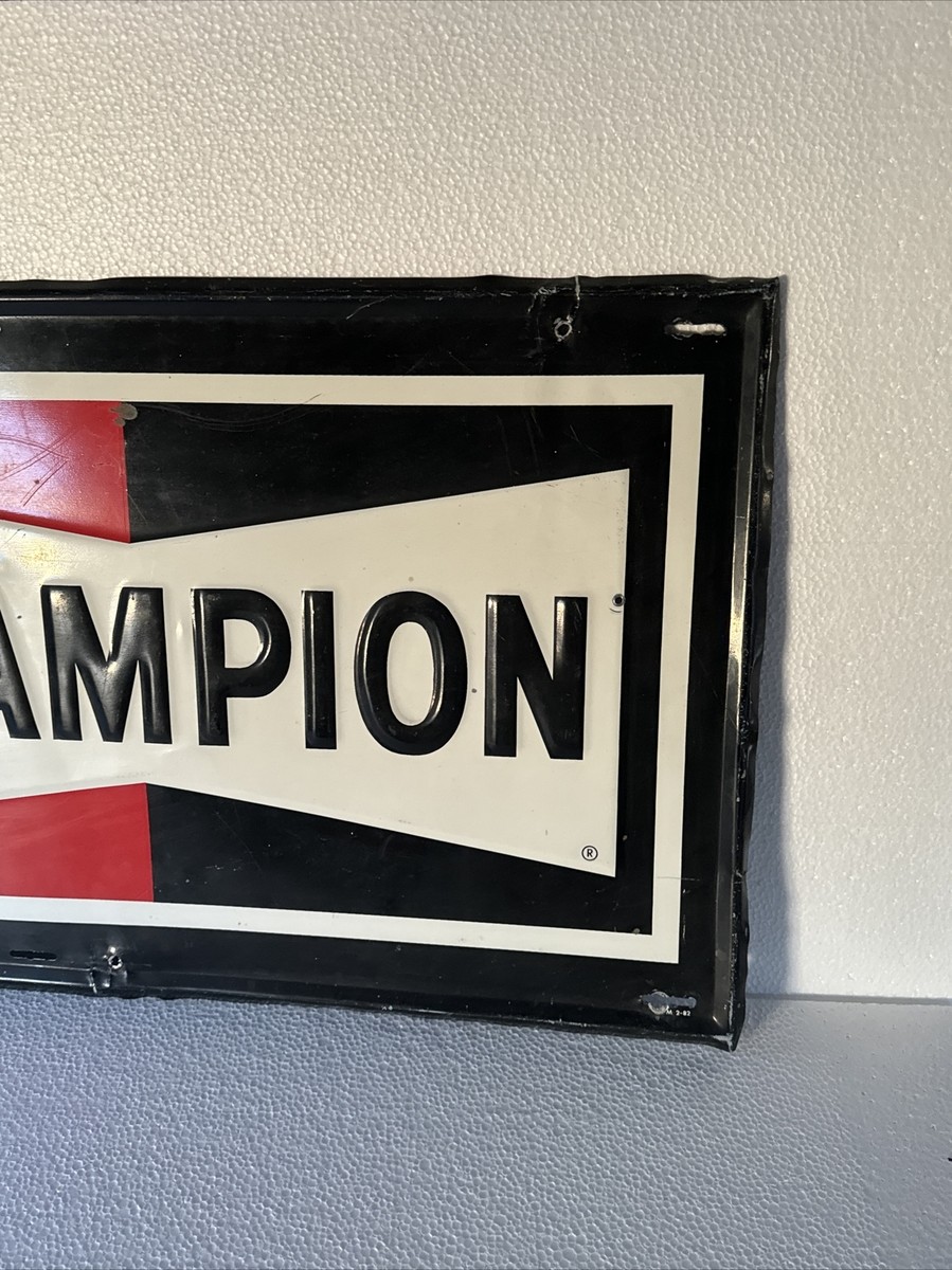 Vintage Champion Spark Plugs Metal Sign 17” X 36 Rare Hard Vintage Champion Spark Plugs Metal Sign 17” X 36 Rare Hard