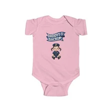 Asian Baby Girl Police Officer Bodysuit, Daddy's Backup, Infant Romper, gift
