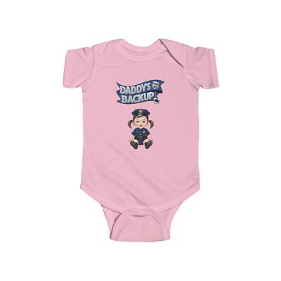 Asian Baby Girl Police Officer Bodysuit, Daddy's Backup, Infant Romper, gift