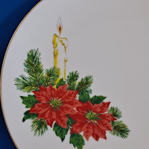 Juego 4 Platos de Ensalada Fairmont Porcelana Navidad POINSETTIA FMT1 Vela Vacaciones - Imagen 5 de 12