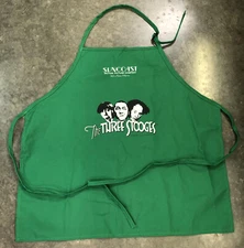 Three 3 Stooges Neck Apron Suncoast Green 28 x 26 vintage kitchen cook