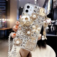For iPhone 13 14 15 16 17 Pro Max/Galaxy Bling Diamonds Soft Phone Cases & Strap
