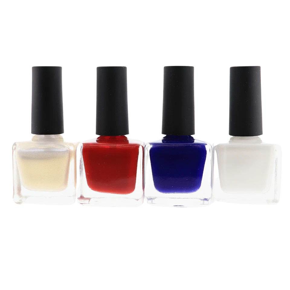 Esmalte de Uñas - Paquete de 4 Temas EE. UU. - Rojo, Azul Marino, Blanco, Dorado Brillo Top Coat 15 ml Foto 2 de 2