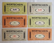 6x Wertschein LPG Geld Troistedt 0,10 Mark bis 20 Mark DDR