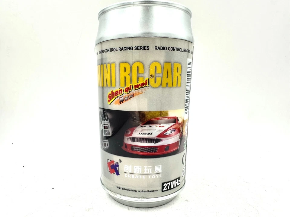 Mini RC Soda Can Race Radio Control Racing Series Toy Car 27MHz White & Green - Image 4 of 4