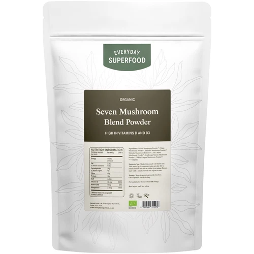 Organic 7 Mushroom Blend Powder Including Lions Mane, Reishi, Chaga, Cordyceps..