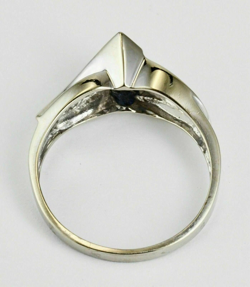 Anillo de boda para mujer Marquesa simulado zafiro azul enchapado en oro blanco de 14k Foto 4 de 4