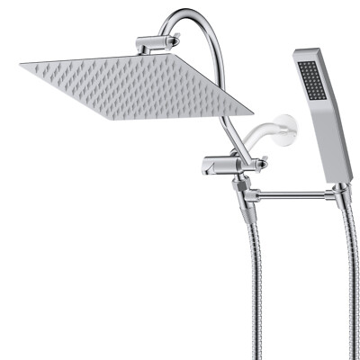 8/10/12 Inch Rain Shower Head High Pressure Combo With Handheld Spray Square