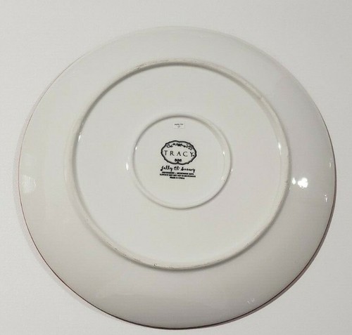 Tracy Porter Jolly Ol Snowy THREE Dinner Plates Plums Holly on Red 11" - Picture 4 of 5