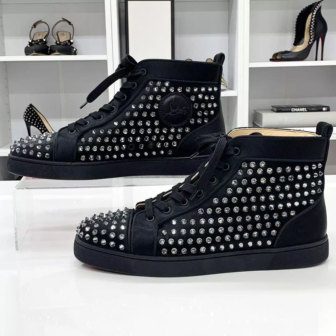 Christian Louboutin Black Louis Spikes Sneakers