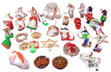 Handmade Vintage Christmas Ornaments Large LOT of 34 Santa Soldiers Assorted