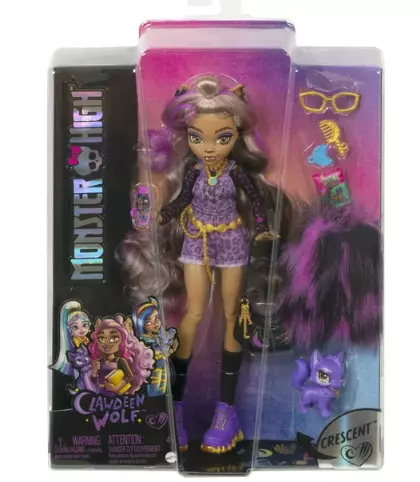 Monster High Doll Clawdeen Wolf With Pet Crescent Generation 3