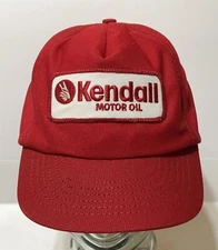 Vintage KENDALL Motor Oil PEACE SIGN Snapback Trucker Hat w Patch - MADE IN USA