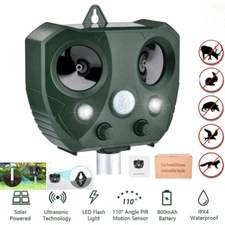Upgraded Solar Ultrasonic Animal Repellent Dog Cat Skunk Deer Raccoon For Garden