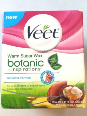 Veet Warm Sugar Wax Botanic Inspirations Sensitive Formula Kit Strips Spatula