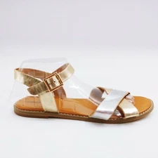 Tucker + Tate Womens Arya Cross Strap Metallic Flat Sandals Gold 96998471 5D