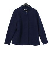 Woolovers Women's Coat L Blue 100% Wool Overcoat