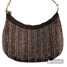 Walborg Multi Colored Beaded Evening Bag, Hardware Chain-link Shoulder Strap