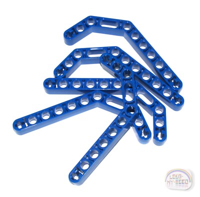 LEGO Technic - 5 x 11.5L Double Bent Beams - Liftarms - Blue - New - (32009)