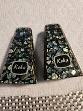 Vintage Salt & Pepper Shakers Koha NZ Paua Shell/Iridescent Abalone 3" Tall