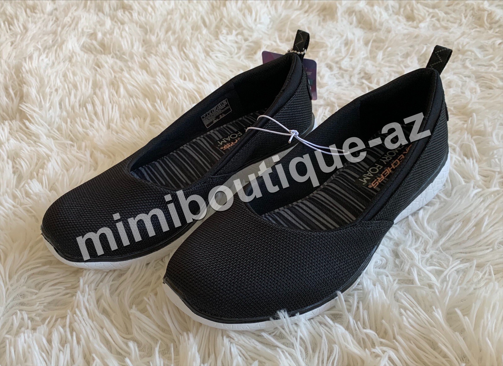 skechers black and white flats