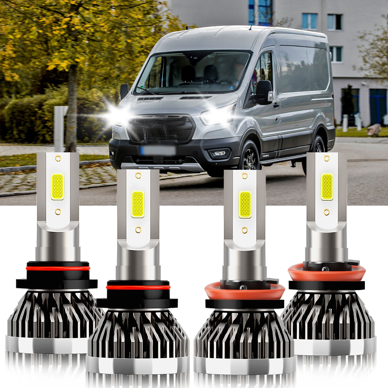 For Ford Transit-150 2015-2023 4PCS LED Headlight 9005+H11 Bright Bulbs Kit