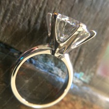 4.64 CT Round Cut Moissanite Solitaire Engagement Ring In 14K White Gold Plated