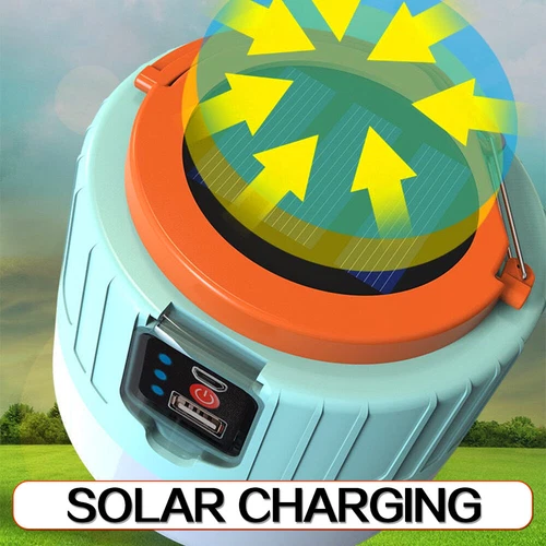 300W Solarleuchte Outdoor Camping Lampe Aufladbar Laterne Akku Zelt Licht USB - Bild 7 von 19
