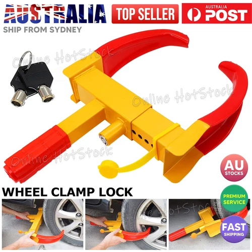 Wheel Lock Clamp Heavy Duty Anti-theft For Vehicle Car Trailer Clamp with 2 Keys - Picture 1 of 9