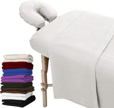 London Linens Extra Thick 3 Piece Set Massage Table Sheets 3 Set, White