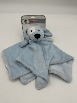 Blue Nuby Puppy Dog Lovey White Eye Patch Security Blanket Plush New