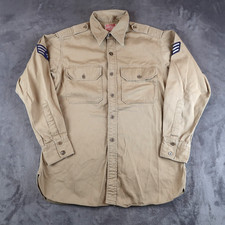 Vintage 1940s WW 2 Mens Regulation Military Shirt Form Fit Sanforized M