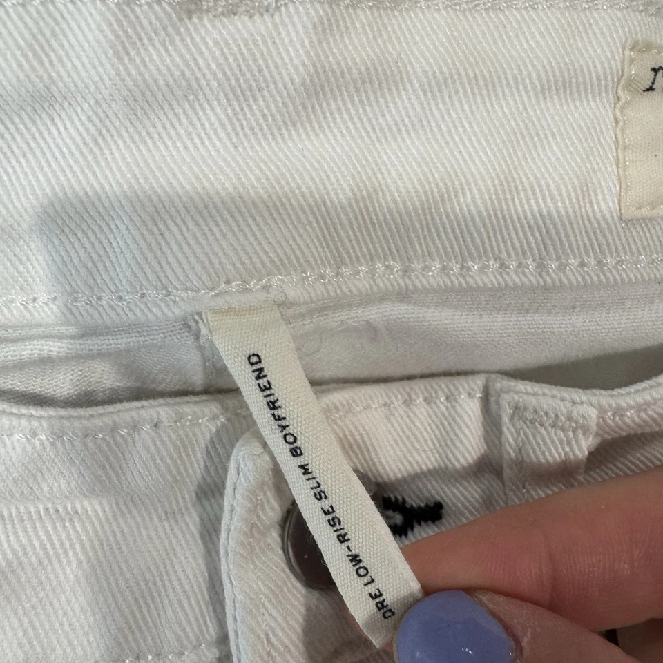 RAG & BONE womens size 25 white Dre low rise slim boyfriend denim jeans - Image 4 of 4