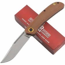 Rough Ryder Brown Canvas Micarta Slip Joint Folding Pocket Knife RR2640