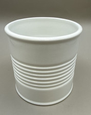 White Ceramic Canister Ribbed Modern Minimalist 5 Kitchen Storage Jar Unmarked
