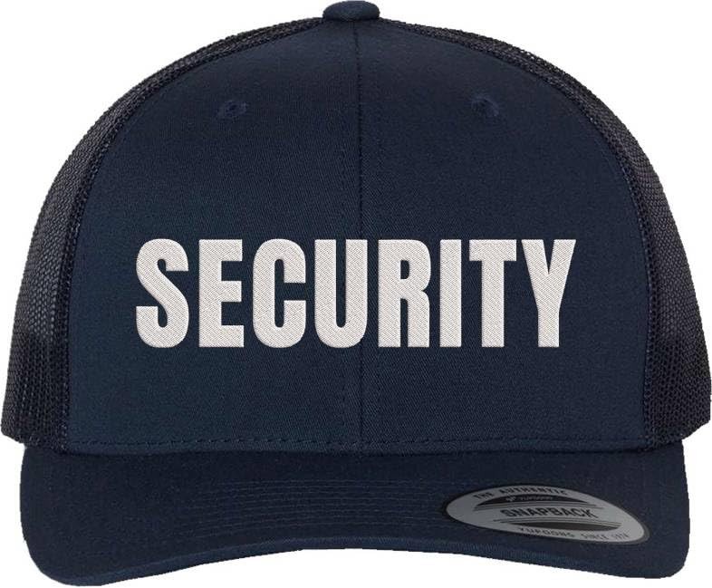 Security Guard Texting Security Guard Trucker Hat Large Text Embroidered Bouncer Mesh Snap ...