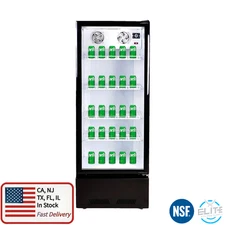 11-cu ft NSF Commercial Glass Door Cooler Refrigerator Display Merchandiser