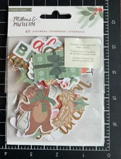 Crate Paper MITTENS & MISTLETOE EMPHEMERA 40 Foil & Kraft Paper Pieces