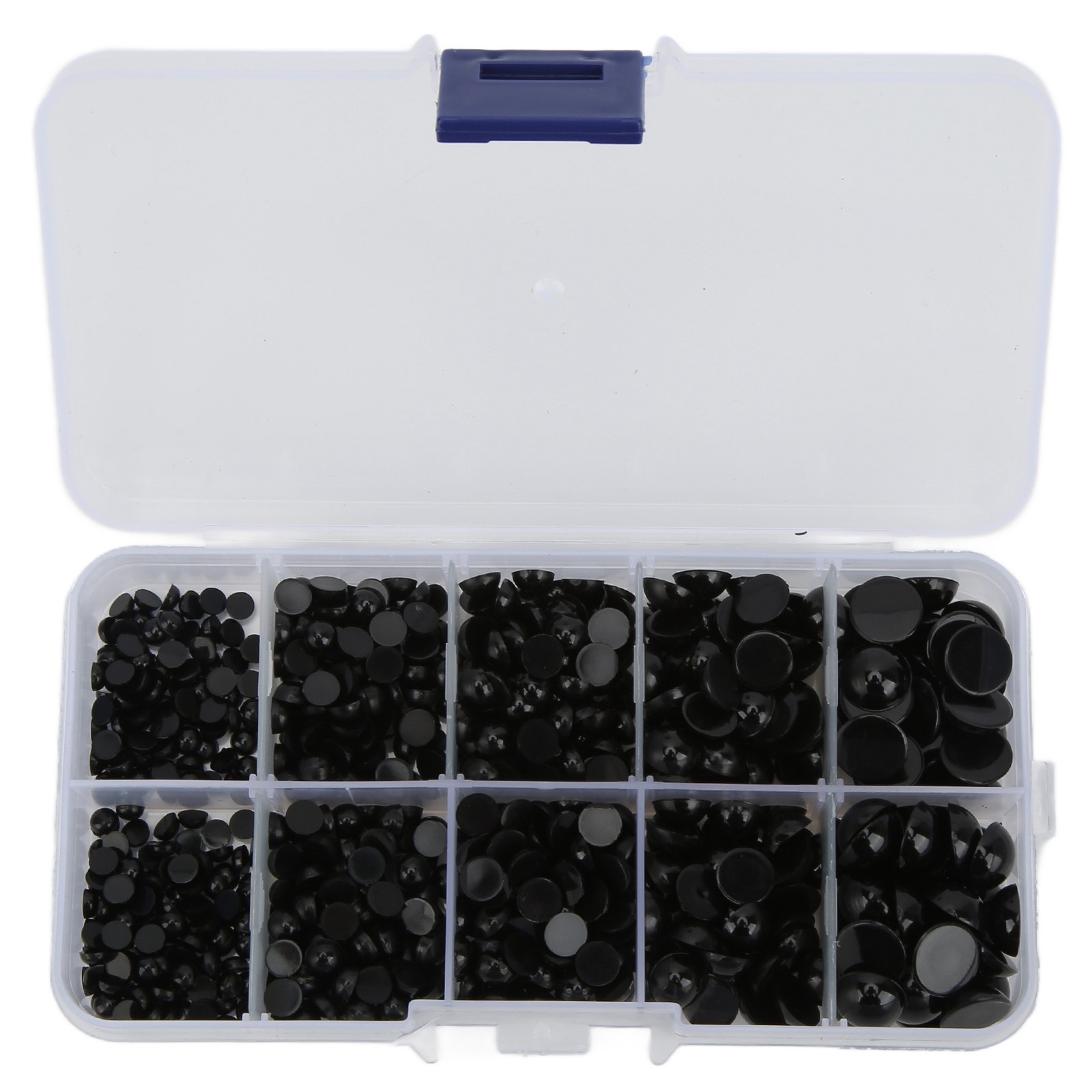 760Pcs Black Round Doll Eyes Multi Sizes Convenient Resin Flat Back Toy Eyes