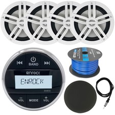 Enrock Bluetooth Marine Receiver, 4x 6.5" 180W Speakers, Wire, Antenna, Cover
