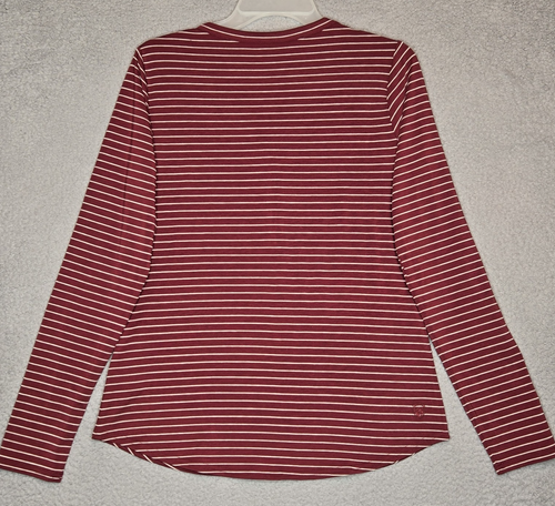 KUHL Henley Stretch V Neck T Shirt - Women's S - Maroon Ivory Stripe - Excellent - Picture 3 of 12