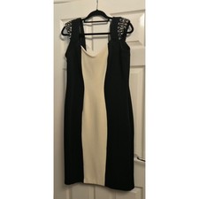 Star by Julien Macdonald Embellished Colourblock Black Ivory Dress Size 16 Plus