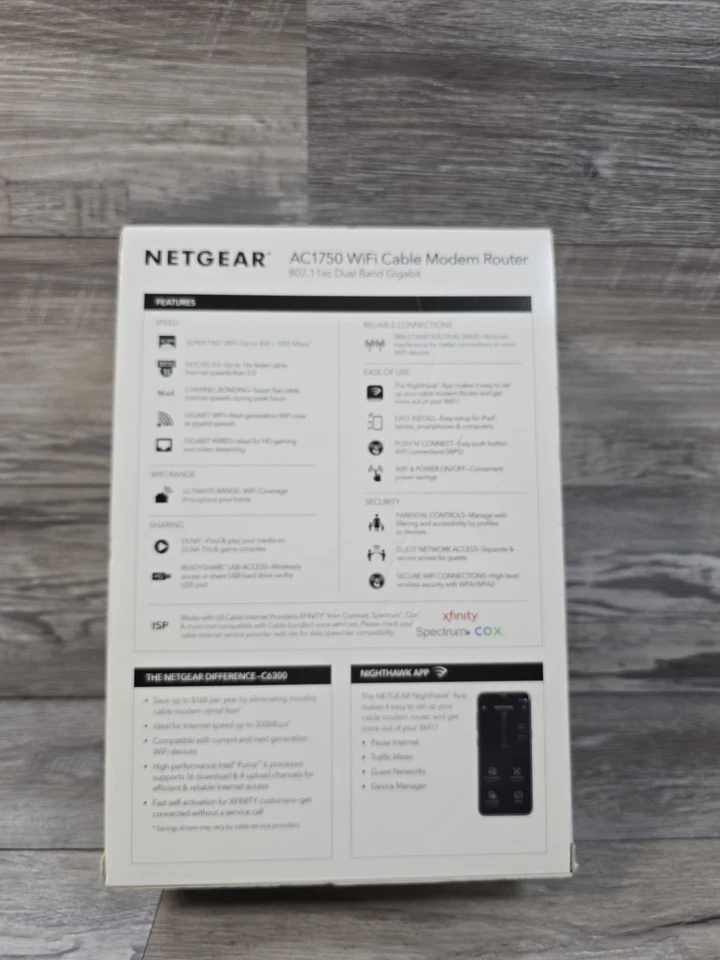 NETGEAR AC1750 C6300 Wi-Fi DOCSIS 3.0 Cable Modem Router In Box Complete - Image 4 of 4