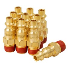 1/4 Inch Male Air Plugs, 10-Pack Brass NPT Industrial Air Hose Fittings with ...