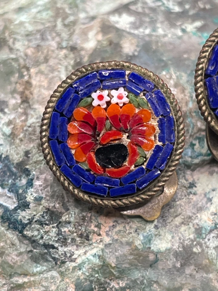 Antike Micro-Mosaik-Ohrringe mit Clip – Italien um 1930–1950 - Bild 3 von 4