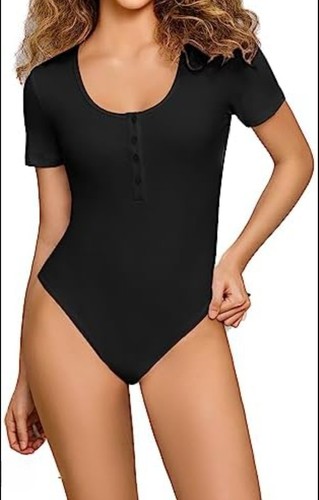 xxxHOLIC Damen Body mit Knopfleiste Rundhals Kurzarm Sommer Basic - Bild 1 von 6
