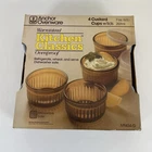 NEW Vintage Anchor Hocking Ramekin Custard Cups Amber Glass lot of 4 bowls Lids