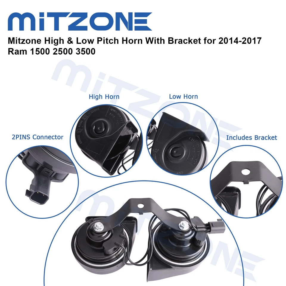 Chifre de passo alto e baixo Mitzone com suporte para 2014-2017 Ram 1500 2500 3500 - Imagem 4 de 4