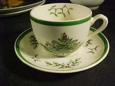 Spode Christmas Tree Green Trim Cup & Saucer 